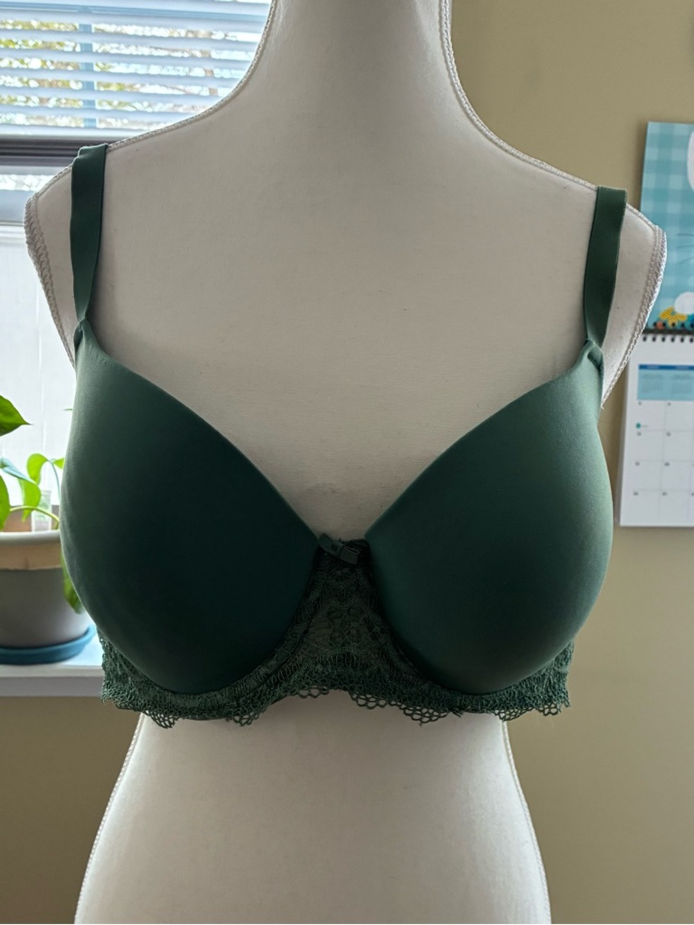 Auden Deep Green Lace-Trim T-Shirt Bra